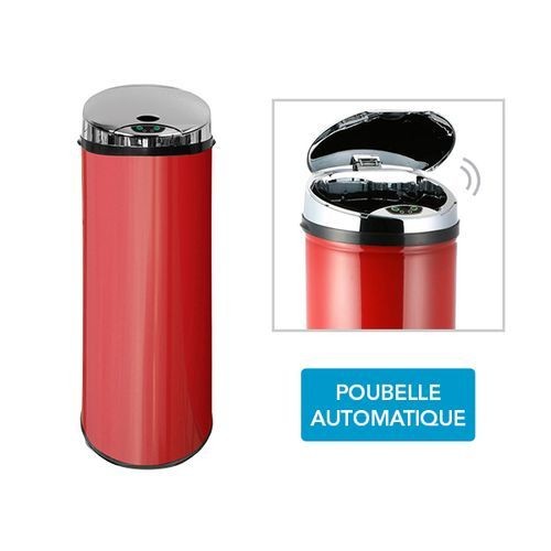 Frandis - Poubelle Automatique Sensor - rouge 45L - Poubelle de cuisine