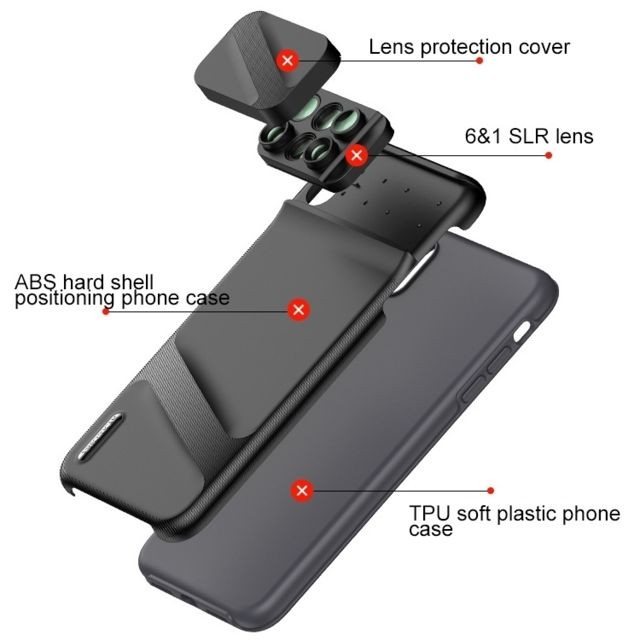 Objectif Photo Objectif de téléphone portable grand angle Fisheye Macro Telephoto SLR Coque pour iPhone XS Max