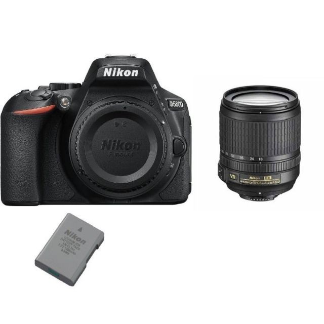 Nikon - NIKON D5600 + AF-S 18-105MM F3.5-5.6G ED VR (White Box) + EN-EL14A Battery Nikon  - Reflex Numérique Nikon