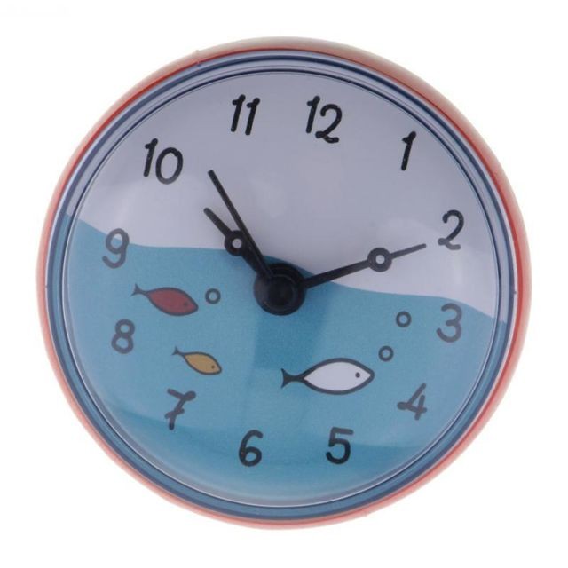 Horloges, pendules Horloge D'aspiration Murale De Salle De Bains étanche Affichage Du Temps Home Decor Cadeau Rouge