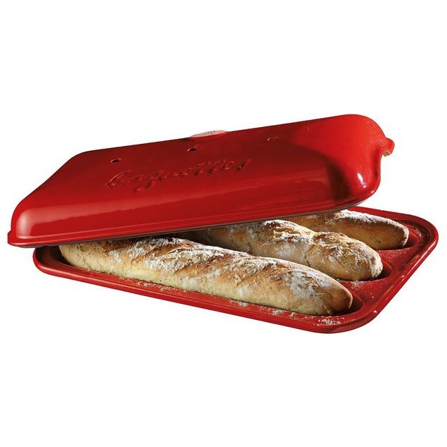 Emile Henry - emile henry - moule céramique 3 baguettes rouge - eh345506 - Machine à pain