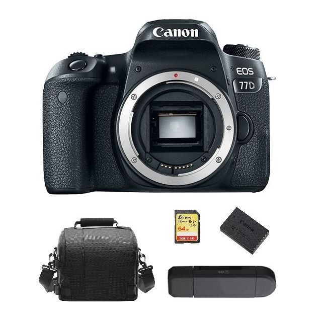 Canon - CANON EOS 77D Body + 64GB SD card + camera Bag + LP-E17 Battery + Memory Card Reader Canon  - Reflex Grand Public