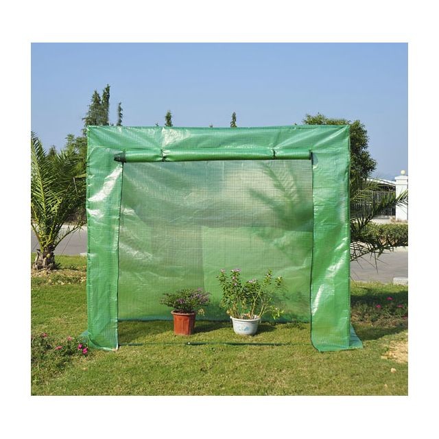 Outsunny Serre de Jardin 200L x 77l x 169H cm acier PE haute densité 140 g/m² anti-UV avec porte zippée déroulante et fenêtres vert