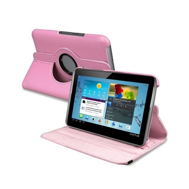 Sacoche, Housse et Sac à dos pour ordinateur portable Kabiloo Etui aspect cuir rose sur support rotatif pour Samsung Galaxy Tab 2 10-1 P5100