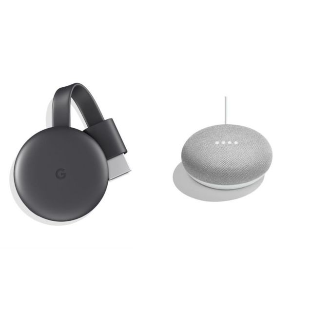 GOOGLE - Chromecast (3ème gen) + Home Mini Galet - Contrôle de la maison