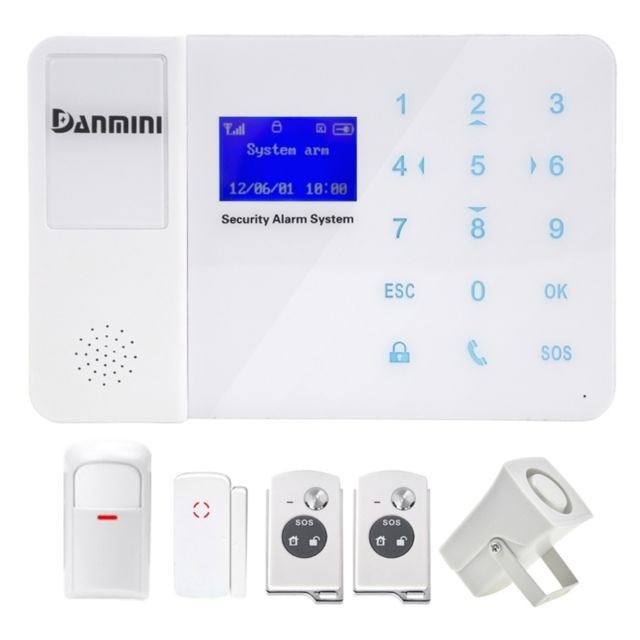 Wewoo - Système d'alarme blanc 1 Kit 315/433 MHz sans fil GSM SMS sécurité maison anti-effraction avec écran tactile LCD - Alarme connectée