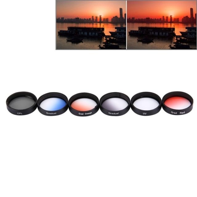 Wewoo - Filtre à lentille Drone rouge et Orange bleu gris pour Phantom 3 & 4 6 en 1 Proffesional 34mm à CPL + UV + Graduel + + + - Phantom 4