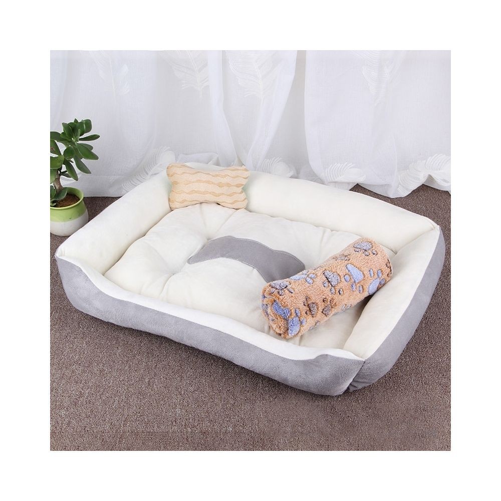 wewoo panier pour chien coussin tapis de chat pour avec motif couverture chien, modèle big bean warm warm pet taille: s, 60 × 45 × 15 cm (gris blanc)  gris