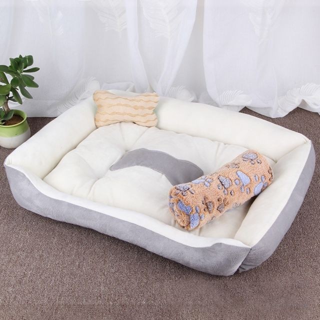 Wewoo - Panier pour chien Coussin tapis de chat pour avec motif couverture chien, modèle Big Bean Warm Warm Pet Taille: S, 60 × 45 × 15 cm (Gris blanc) Wewoo  - Wewoo