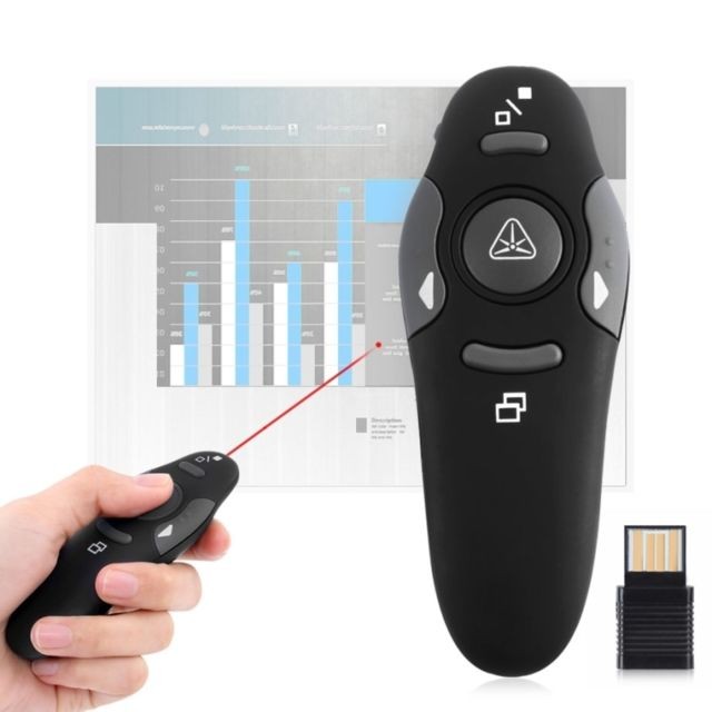 Wewoo - Télécommande noir pour projecteur / PC / ordinateur portable, distance de contrôle: 15m Présentateur multimédia avec pointeur laser et récepteur USB - Accessoires de motorisation