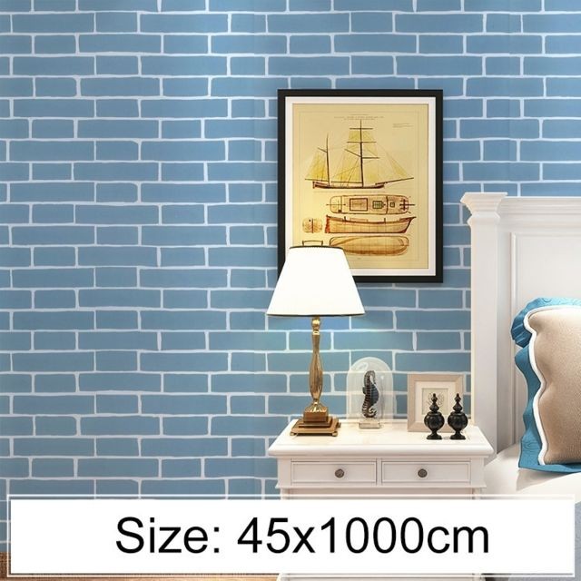 Wewoo - Sticker mural Papier peint autocollant de décoration de brique de PVC Autohesion créatif chambre à coucher mur de la salle de séjour rouleau de imperméable à l'eautaille 45 x 1000 cm bleu - Papier peint 4 murs