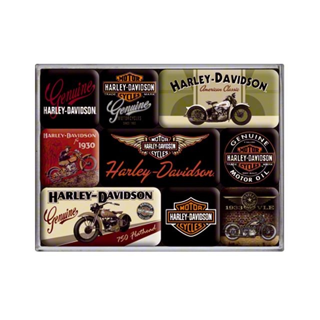 Harley Davidson - 9 Mini Aimants Harley Davidson Vintage Harley Davidson  - Affiches, posters Harley Davidson