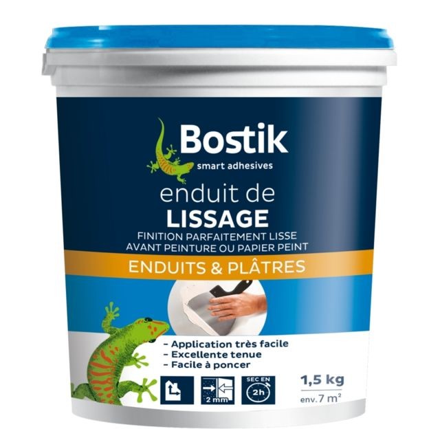 Bostik - Enduit de lissage pâte Bostik 1,5kg - Préparation mur & plafond