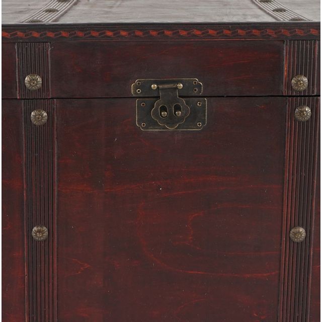 Boîte de rangement Coffre bois de décoration malle au trésor Valence aspect antiquité, 24x46x23cm ~ carré