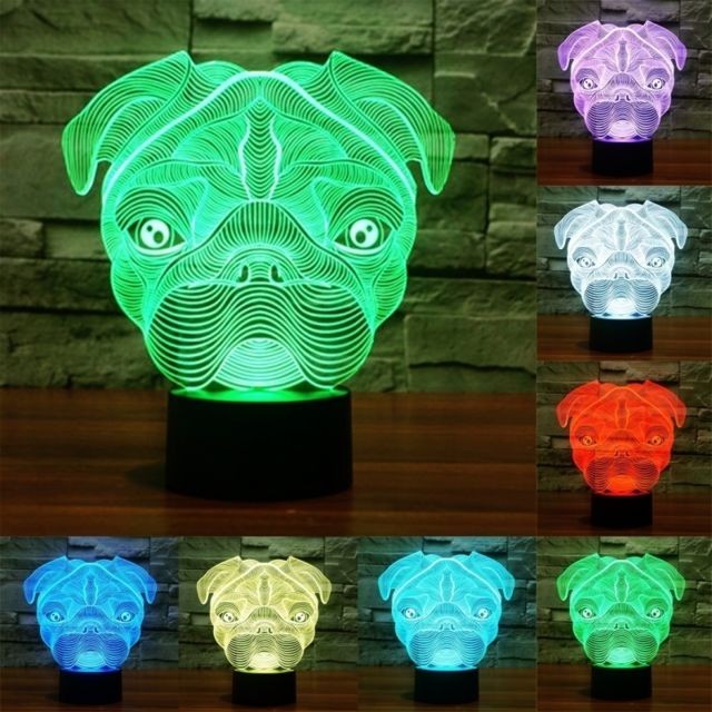 Wewoo - Lampe 3D Chien Forme 7 Couleur Décoloration Creative Visual Stéréo 3D Tactile Commutateur LED Lumière Bureau Nuit Wewoo  - Maison Multicolour