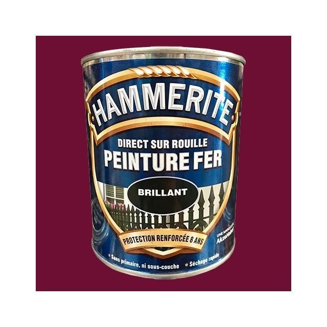 Hammerite - HAMMERITE Peinture Fer Direct sur Rouille Rouge Basque Brillant Hammerite   - Peinture extérieure Hammerite