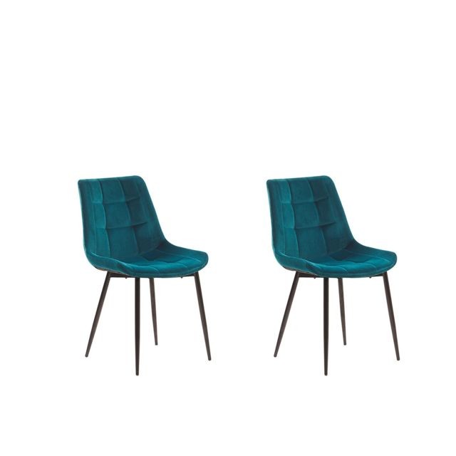 Beliani - Lot de 2 chaises en velours bleu MELROSE Beliani  - Salon, salle à manger