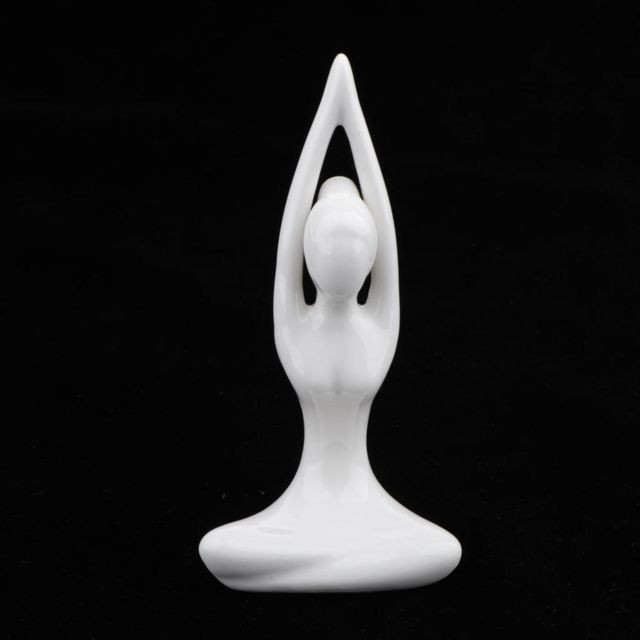 Objets déco marque generique Yoga en céramique Figure Ornement Statue Sculpture Zen Garden Desk Decor Style-01