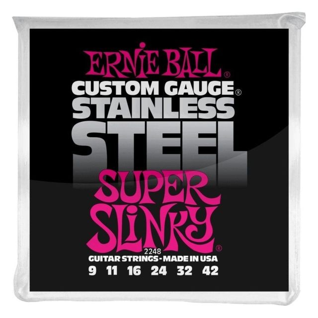 Ernie Ball - Ernie Ball 2248 - Jeu de cordes guitare électrique - Stainless Steel - Super Slinky 9-42 Ernie Ball  - Marchand Zoomici