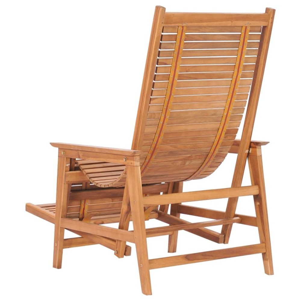 vidaXL Bois de Teck Solide Chaise de Terrasse avec Repose-Pied Chaise Longue de Jardin Chaise Longue de Patio Chaise Longue dExtérieur Noir 