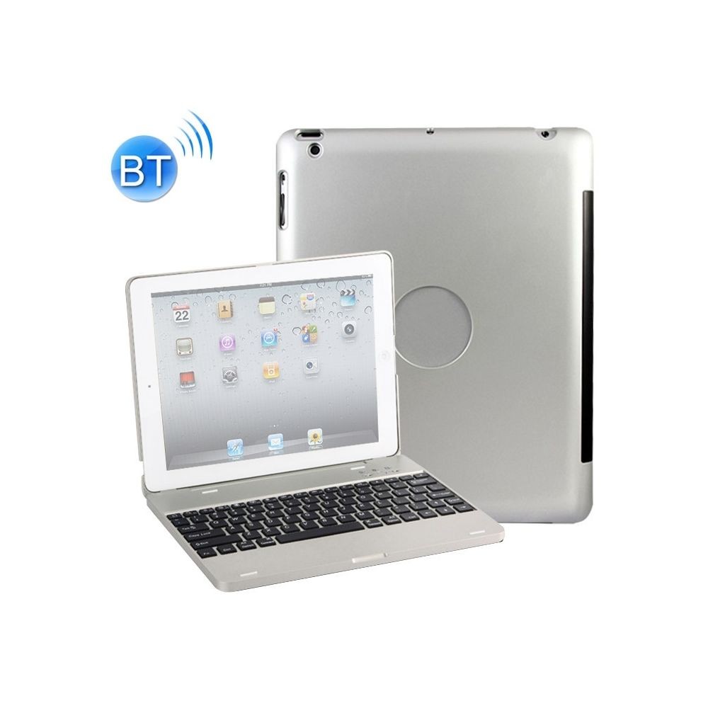 Wewoo P2095 pour iPad 4/3/2 version ordinateur portable en alliage d'aluminium Bluetooth clavier housse de protection argent