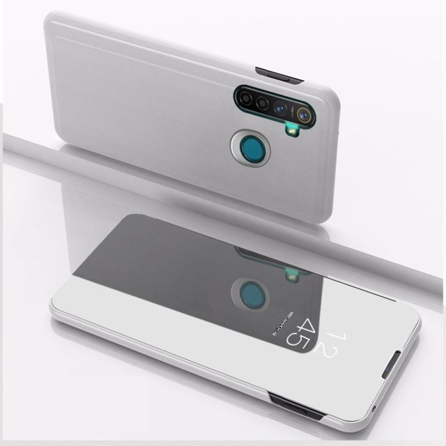 Wewoo - Coque Rigide Pour OPPO Realme 5 Pro Miroir Plaqué Cuir Flip Horizontal avec support Étui Téléphone Mobile Argent Wewoo  - Accessoire Smartphone
