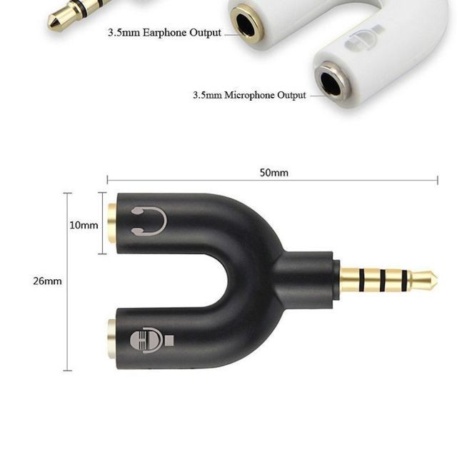 Câble Jack Câble Adaptateur Mini-Jack 3.5mm 1 Mâle à 2 Femelle pour Écouteurs Micro Casque