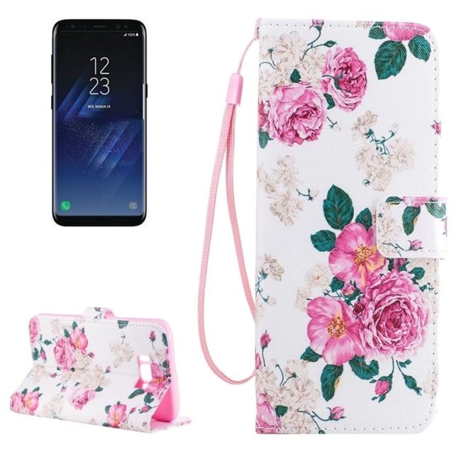 Wewoo - Housse Étui rose pour Samsung Galaxy S8 Fleur Motif Horizontal Flip en cuir avec support & Slots de cartes Portefeuille Wewoo  - Accessoire Smartphone