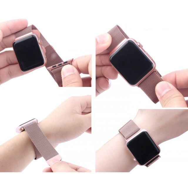 Accessoires Apple Watch Bracelet en acier compatible avec Apple Watch 42-44mm - Rose Gold (Vendu sans la montre)