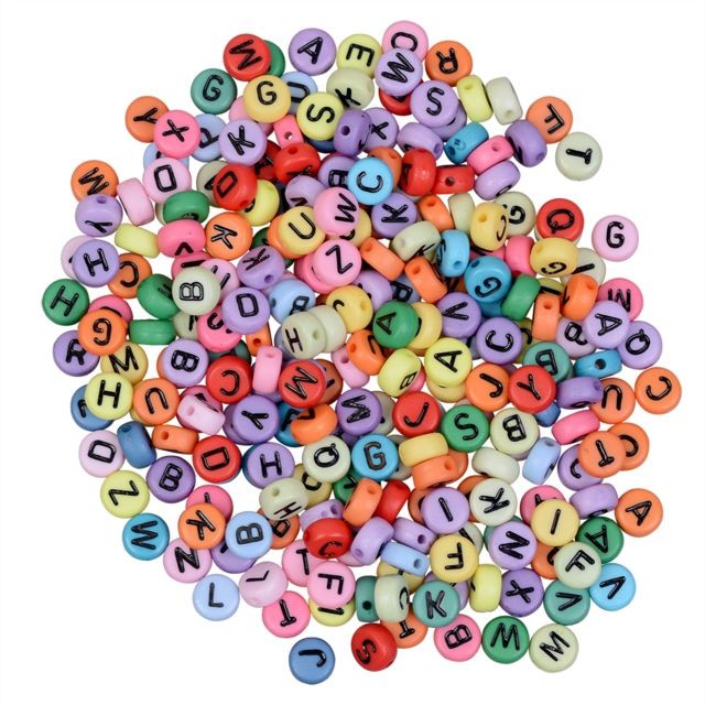 marque generique - 200 pcs perles acryliques colorées charme alphabet lettre perle diy bijoux 5 # mélanger la couleur marque generique  - Perles alphabet