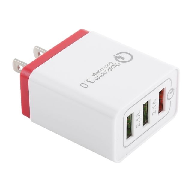 Wewoo - Chargeur 2.1A 3 ports USB rapide de voyage, prise américaine (rouge) Wewoo  - Chargeur secteur téléphone Wewoo