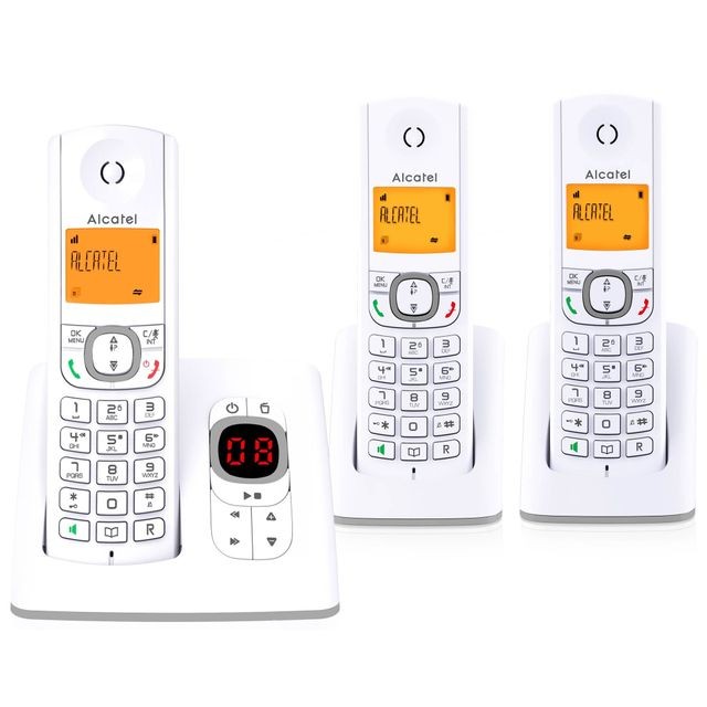 Alcatel - alcatel - téléphone sans fil trio dect avec répondeur gris/blanc - f530 voice trio gris - Téléphone fixe