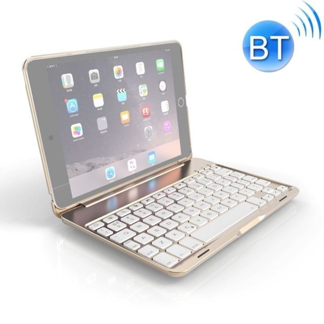 Wewoo - F8SM + pour iPad mini 4 version ordinateur portable coloré rétro-éclairé en alliage d'aluminium Bluetooth clavier housse de protection or Wewoo  - Bonnes affaires Clavier mécanique