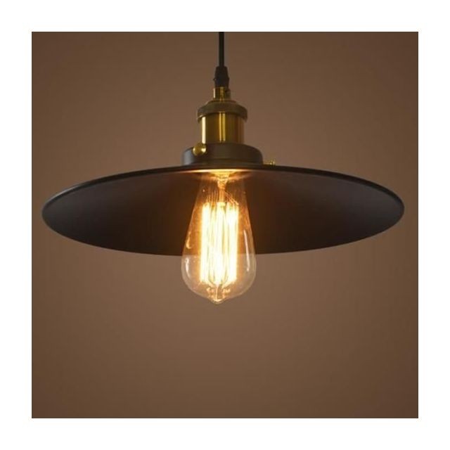 Stoex 36cm E27 Suspension Industrielle Rétro Lustre Abat-Jour Noir Lampe de Plafond Luminaire pour Salon Cuisine Bar