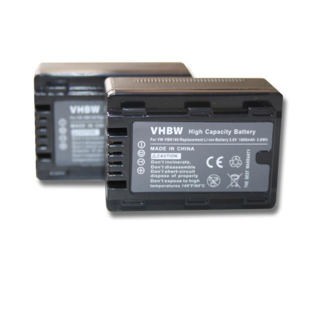 Vhbw - Set de 2 batteries 1600mAh pour caméscope Panasonic SDR-H85, SDR-H100, SDR-T50, SDR-T70, SDR-S45, SDR-S50, SDR-S70 Vhbw  - Accessoire Photo et Vidéo