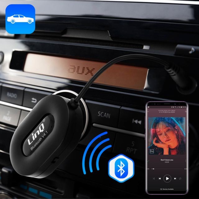 Linq Récepteur Audio Bluetooth 4.1 Adaptateur Jack 3.5mm Kit Mains Libres LinQ Noir