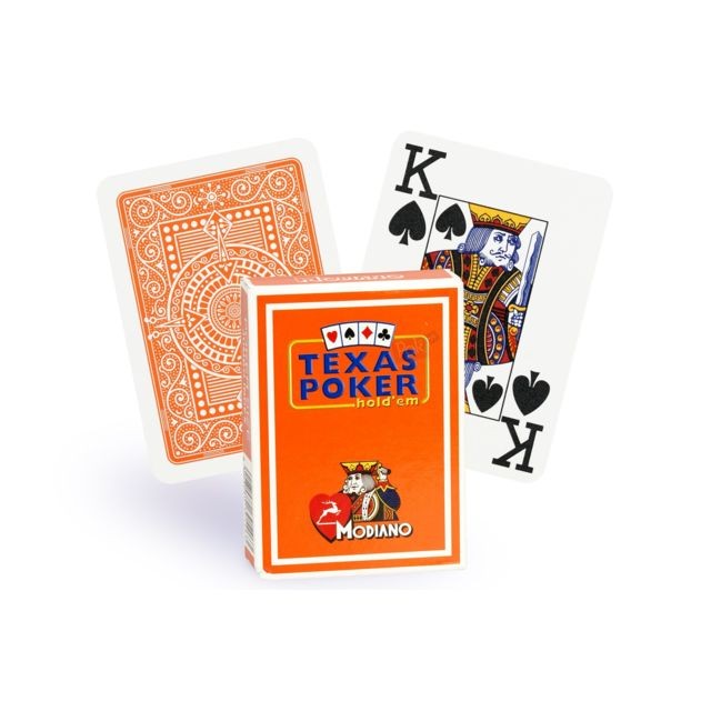Modiano - Cartes Texas Poker 100% plastique (orange) Modiano  - Accessoires poker Modiano