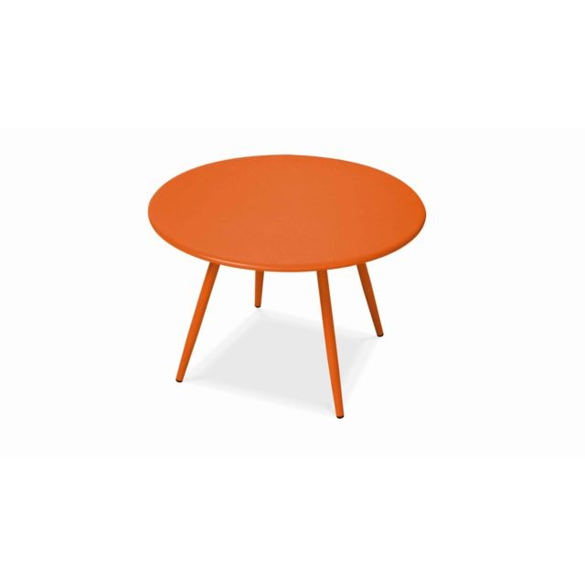 Tables de jardin Oviala Table basse de jardin ronde Diamètre 40 cm, Palavas - Orange