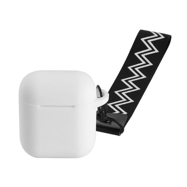 Wewoo - Coque Protection Portable Casque de Bluetooth sans fil pour écouteurs en silicone Anti-sac rangement Dropproof avec dragonne pour Apple AirPods (Blanc) - Dragonne