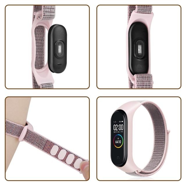 Wewoo Bracelet pour montre connectée Smartwatch en tissé nylon Xiaomi Mi Band 3/4 Noir