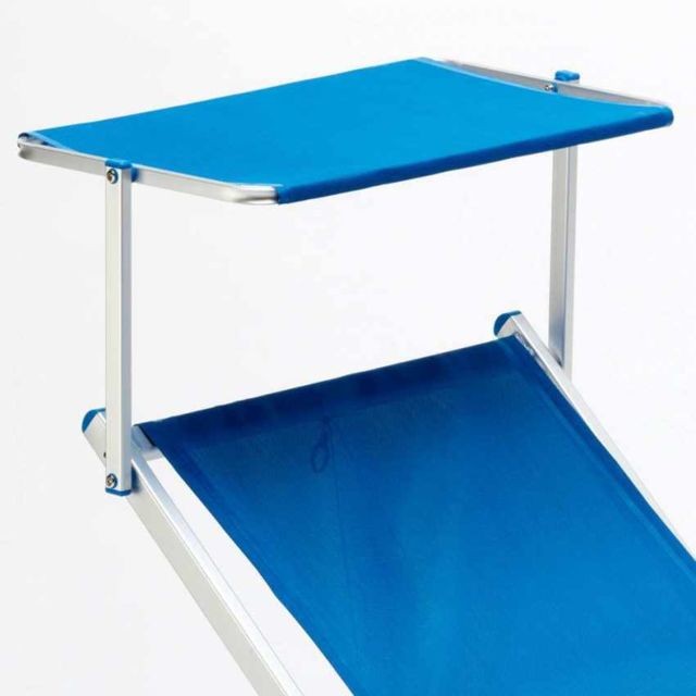 Transats, chaises longues Bain de soleil pliant transat plage aluminium lit de plage jardin Gabicce, Couleur: Bleu