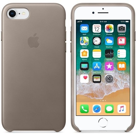 Coque, étui smartphone iPhone 8/7 Leather Case - Taupe
