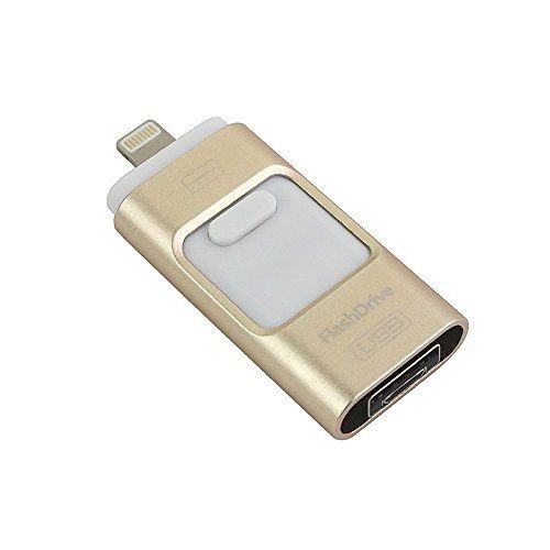 Clés USB marque generique FlashDrive - Clé USB 3.0 multifonctions iPhone/iPad/iPod/Android 64 Go - Or