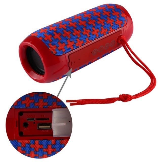 Enceintes Hifi Enceinte Bluetooth d'intérieur rouge Haut-Parleur Stéréo Sans Fil V4.2 avec Corde, avec Micro Intégré, Appels Mains Libres & Carte TF & AUX IN & FM, Distance Bluetooth: 10m