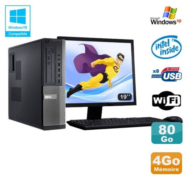 Dell - Lot PC DELL Optiplex 3010 DT G640 2.8Ghz 4Go 80Go DVD WIFI Win XP + Ecran 19 - Ordinateur de Bureau Dell