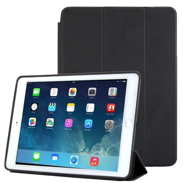 Housse, étui tablette Wewoo Smart Cover noir pour iPad Air 2 Étui en cuir naturel traité 3 fois avec fonction veille / réveil et support