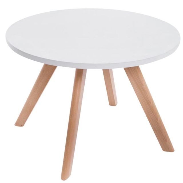 Tables basses Decoshop26 Table basse table d'appoint ronde 4 pieds en bois clair hauteur 45cm TABA10005