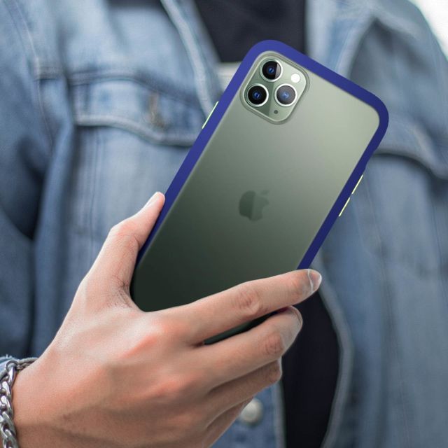 Coque, étui smartphone Coque iPhone 11 Pro Dos Translucide Contour Coloré Mate Rigide Antichoc - Bleu