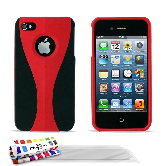 Autres accessoires smartphone Muzzano Coque + 3 Films APPLE IPHONE 4S ""CupCase"" Rouge