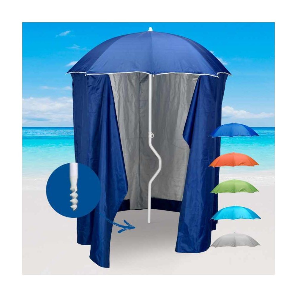Girafacile - Parasol de plage léger visser tente protection uv GiraFacile 200 cm Zeus, Couleur: Bleu - Parasols - du Commerce